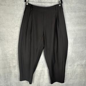 Halara Pants Womens Large Black Barrel Leg Mid Rise Pockets Work Comfort Career